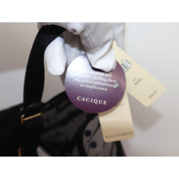 Cacique Black Sheer Polka Dot Full Coverage Bra 40D Adjustable Straps Underwire - Picture 2 of 6